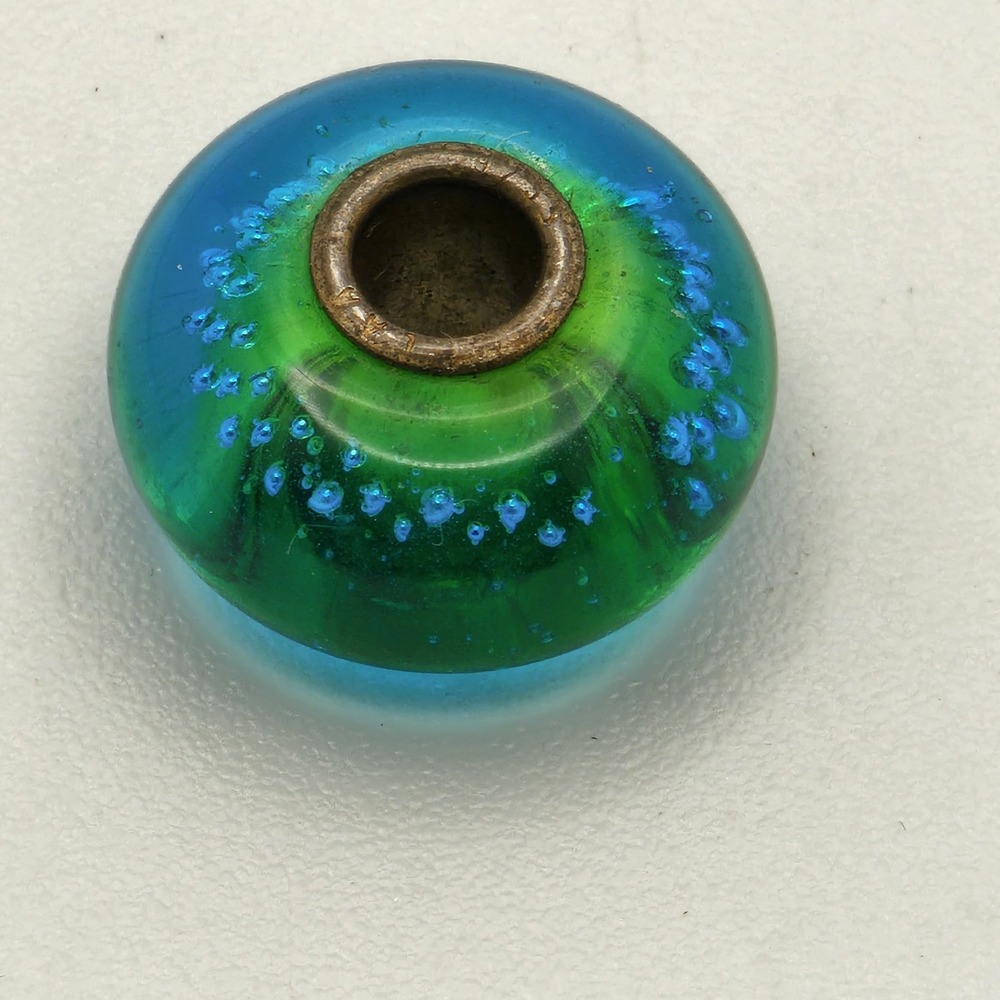 Authentic Trollbeads Silver Trace Green Bead Charm Signed 925 LAA Sterling
